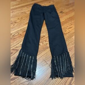 Inc Size 4 Holiday Bling Fringe Feel Black Skinny Leg Regular Fit Jeans